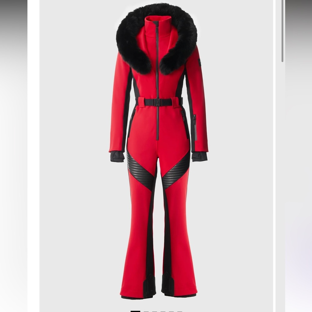 NWT Mackage Elle Ski Suit w/ removable shearling fur-trimmed hood in Red size M